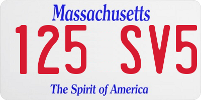 MA license plate 125SV5