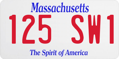 MA license plate 125SW1