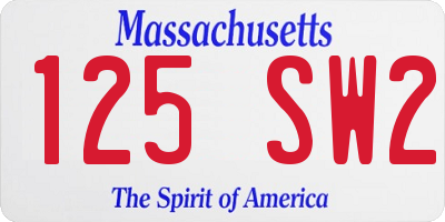 MA license plate 125SW2