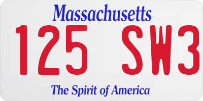 MA license plate 125SW3