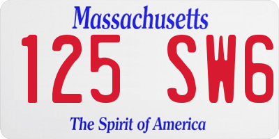 MA license plate 125SW6