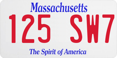 MA license plate 125SW7