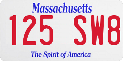 MA license plate 125SW8