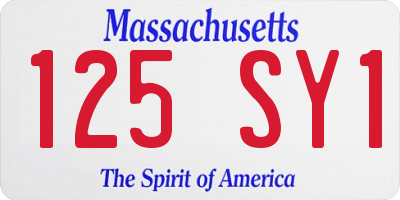 MA license plate 125SY1