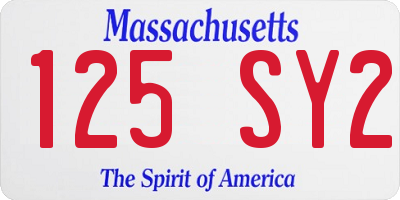 MA license plate 125SY2
