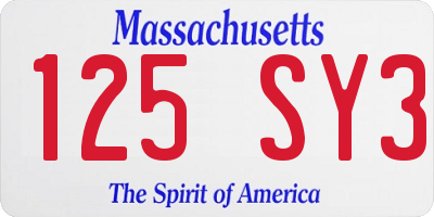 MA license plate 125SY3
