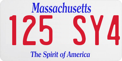 MA license plate 125SY4