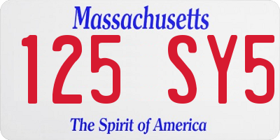 MA license plate 125SY5