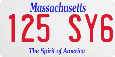 MA license plate 125SY6