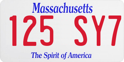 MA license plate 125SY7