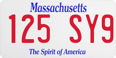 MA license plate 125SY9