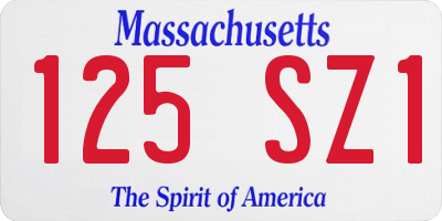 MA license plate 125SZ1