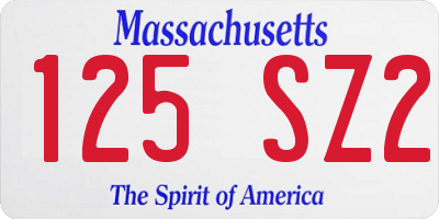 MA license plate 125SZ2