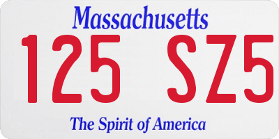 MA license plate 125SZ5