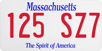 MA license plate 125SZ7
