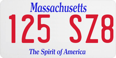 MA license plate 125SZ8