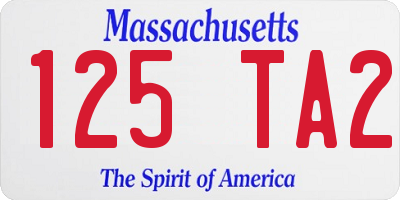 MA license plate 125TA2