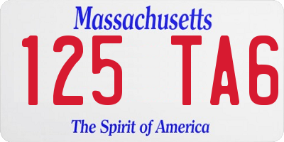 MA license plate 125TA6