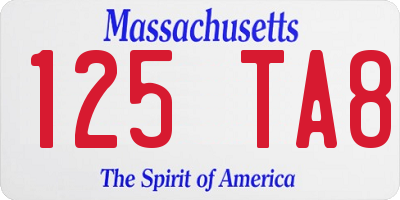 MA license plate 125TA8