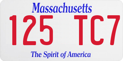 MA license plate 125TC7
