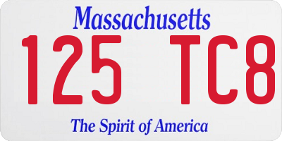 MA license plate 125TC8