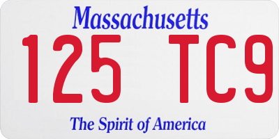 MA license plate 125TC9
