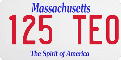 MA license plate 125TE0