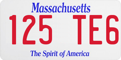 MA license plate 125TE6