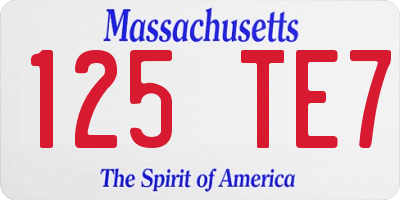 MA license plate 125TE7