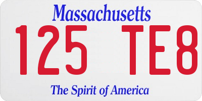MA license plate 125TE8
