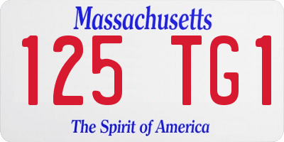 MA license plate 125TG1