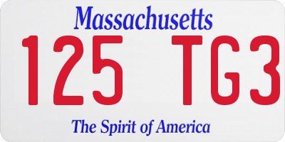 MA license plate 125TG3