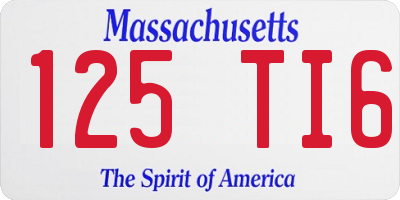 MA license plate 125TI6