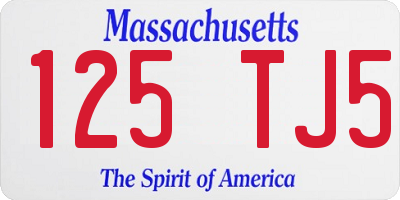 MA license plate 125TJ5