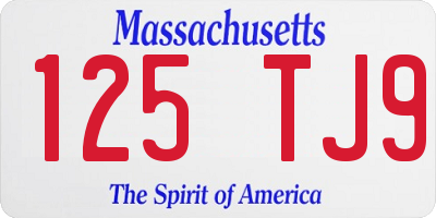 MA license plate 125TJ9