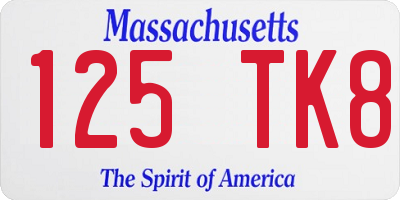 MA license plate 125TK8