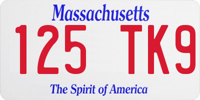 MA license plate 125TK9
