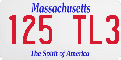 MA license plate 125TL3