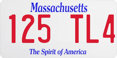MA license plate 125TL4