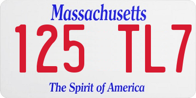 MA license plate 125TL7