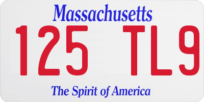 MA license plate 125TL9