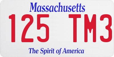 MA license plate 125TM3