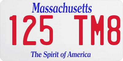 MA license plate 125TM8