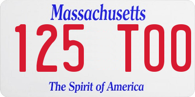 MA license plate 125TO0