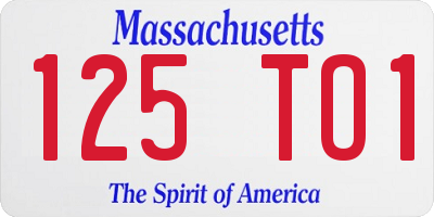 MA license plate 125TO1