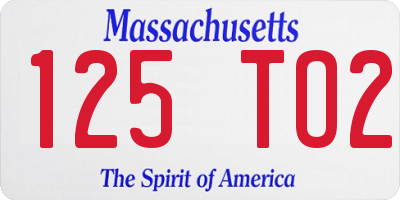 MA license plate 125TO2