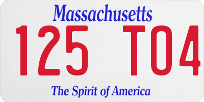 MA license plate 125TO4