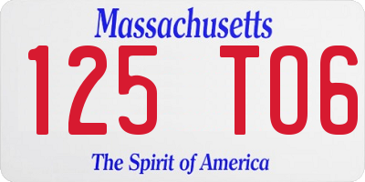 MA license plate 125TO6