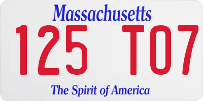 MA license plate 125TO7