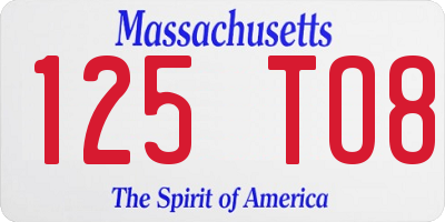 MA license plate 125TO8